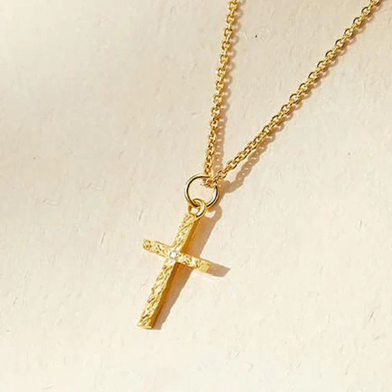 Cross Initial Necklace Set | Gold