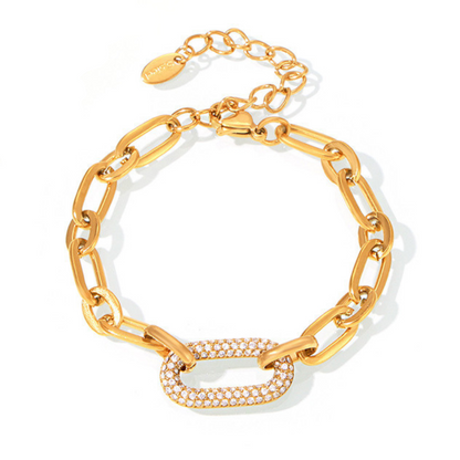 Paved Chunky Chain Link Jewelry Set | Gold